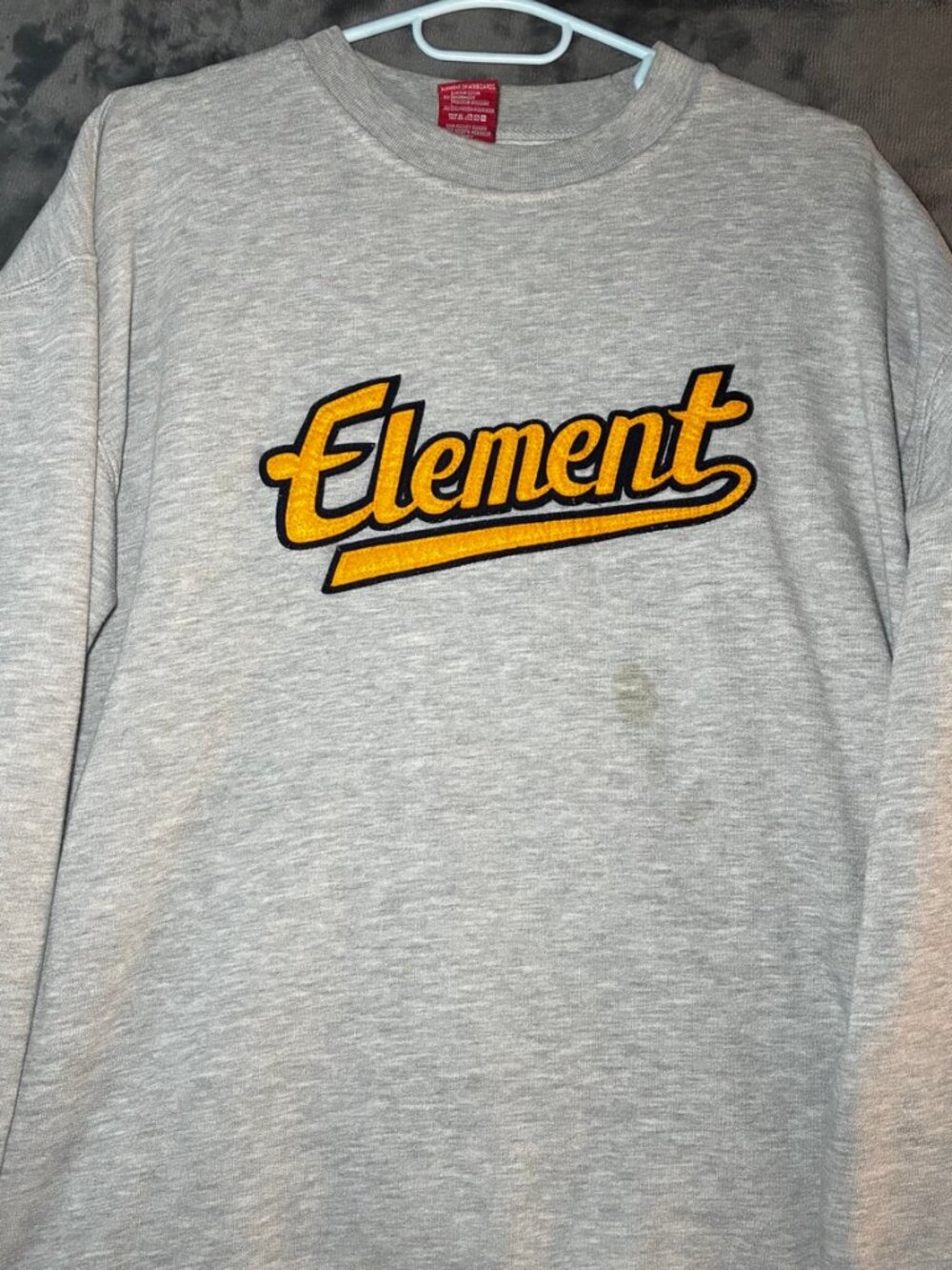 Vintage Y2K Element Skateboards Crewneck Gray L Large Embroidered Script Logo
